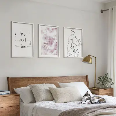 Blumenfamilie minimalistisch 3er-Set Bilder mit Rahmen