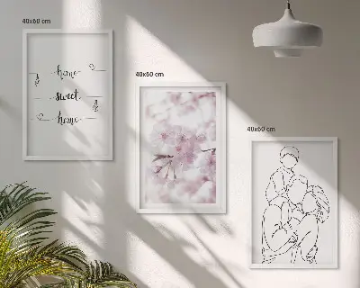 Blumenfamilie minimalistisch 3er-Set Bilder mit Rahmen