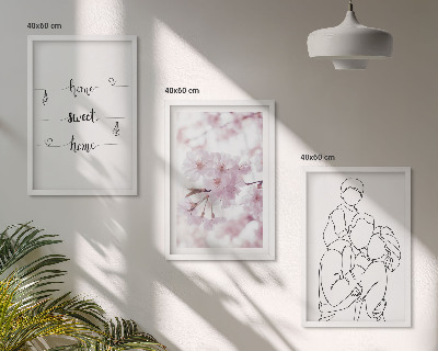Bilder-3er-set mit rahmen Blumenfamilie minimalistisch