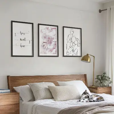 Blumenfamilie minimalistisch 3er-Set Bilder mit Rahmen