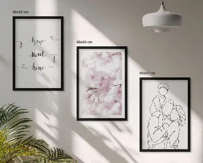 Blumenfamilie minimalistisch 3er-Set Bilder mit Rahmen