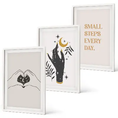 Minimalistische Boho-Illustrationen 3er-Set mit Rahmen