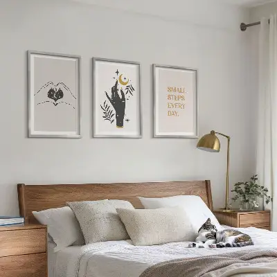 Minimalistische Boho-Illustrationen 3er-Set mit Rahmen