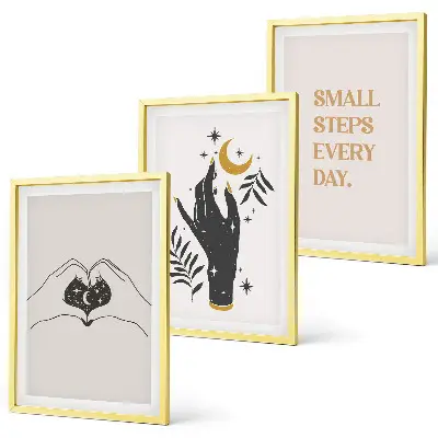 Minimalistische Boho-Illustrationen 3er-Set mit Rahmen