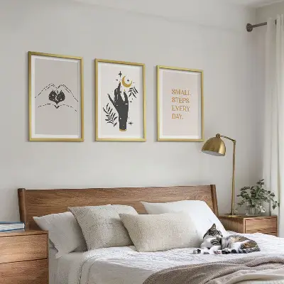 Minimalistische Boho-Illustrationen 3er-Set mit Rahmen