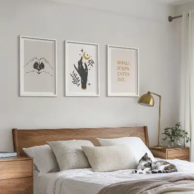 Minimalistische Boho-Illustrationen 3er-Set mit Rahmen