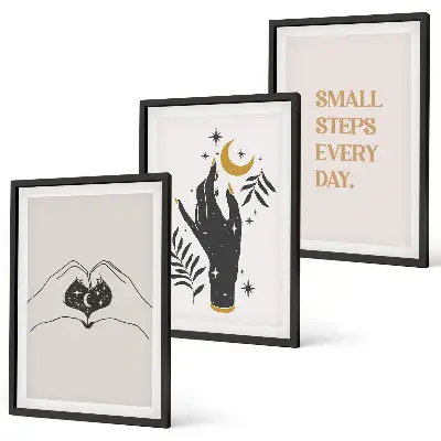 Minimalistische Boho-Illustrationen 3er-Set mit Rahmen