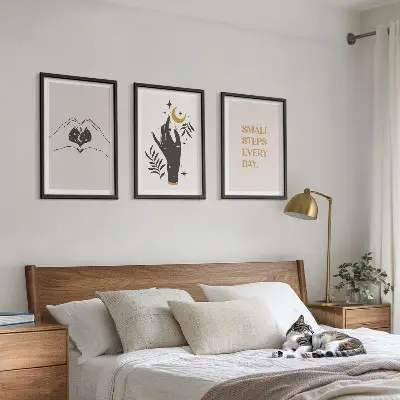 Minimalistische Boho-Illustrationen 3er-Set mit Rahmen