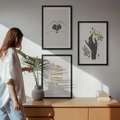 Minimalistische Boho-Illustrationen 3er-Set mit Rahmen