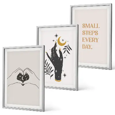 Minimalistische Boho-Illustrationen 3er-Set mit Rahmen