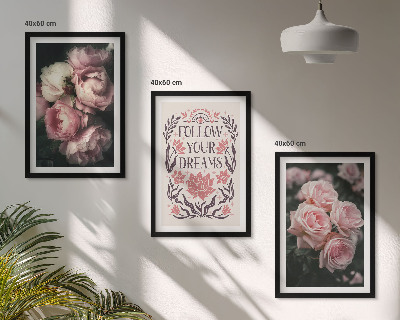 Bilder-3er-set mit rahmen Vintage-Rosenträume-Inschrift