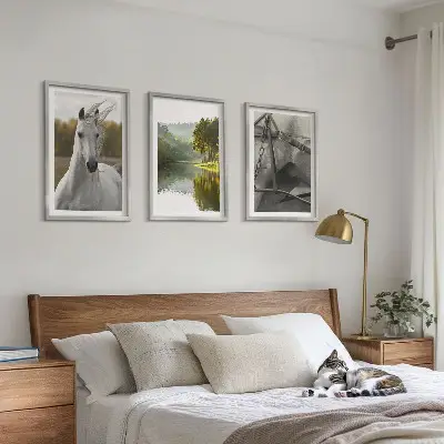 Natur des Flusses White Horses Bilder-3er-Set mit Rahmen
