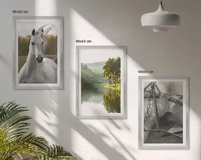Natur des Flusses White Horses Bilder-3er-Set mit Rahmen