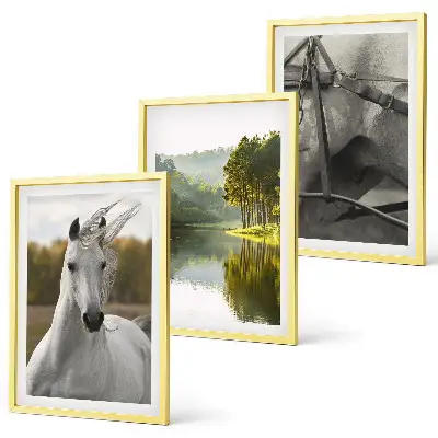 Natur des Flusses White Horses Bilder-3er-Set mit Rahmen