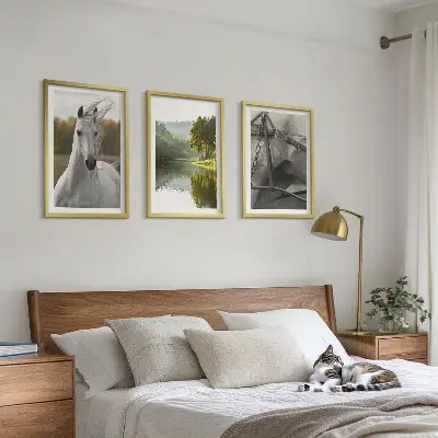 Natur des Flusses White Horses Bilder-3er-Set mit Rahmen