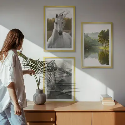 Natur des Flusses White Horses Bilder-3er-Set mit Rahmen