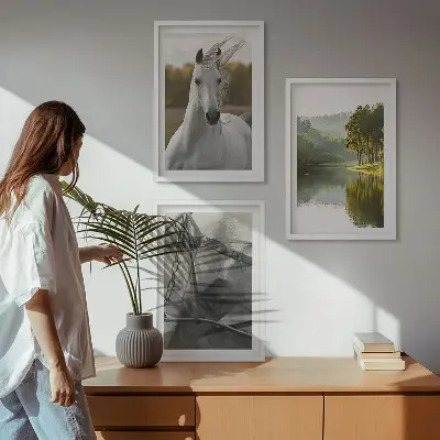 Natur des Flusses White Horses Bilder-3er-Set mit Rahmen