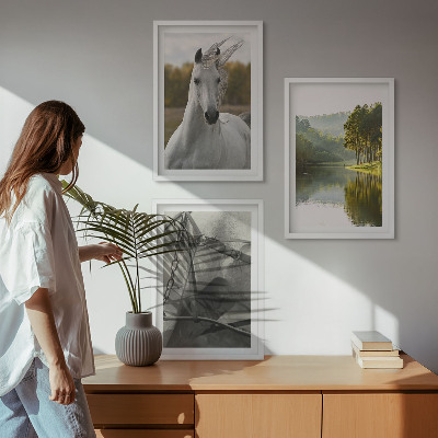 Bilder-3er-set mit rahmen Natur des Flusses White Horses