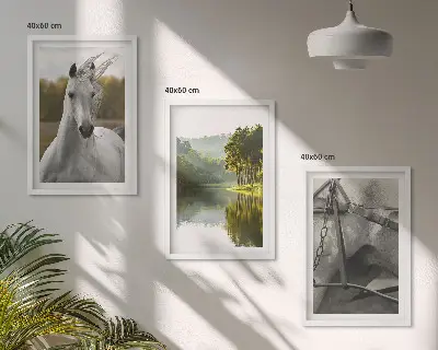 Natur des Flusses White Horses Bilder-3er-Set mit Rahmen