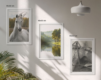 Bilder-3er-set mit rahmen Natur des Flusses White Horses