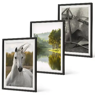 Natur des Flusses White Horses Bilder-3er-Set mit Rahmen