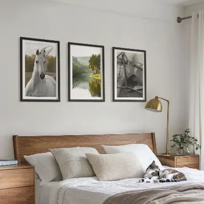 Natur des Flusses White Horses Bilder-3er-Set mit Rahmen