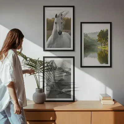 Natur des Flusses White Horses Bilder-3er-Set mit Rahmen
