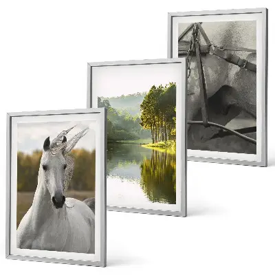 Natur des Flusses White Horses Bilder-3er-Set mit Rahmen