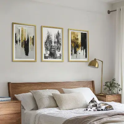 3er-Set abstrakte Porträts mit Rahmen kontrastreiche Kunstdrucke
