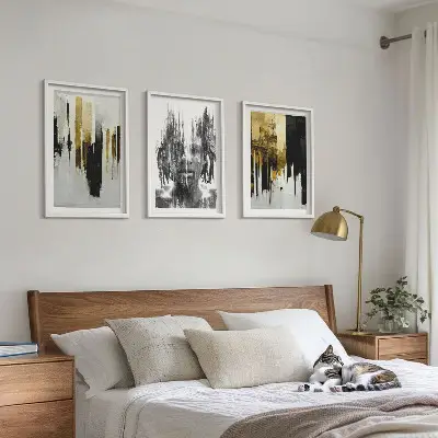 3er-Set abstrakte Porträts mit Rahmen kontrastreiche Kunstdrucke