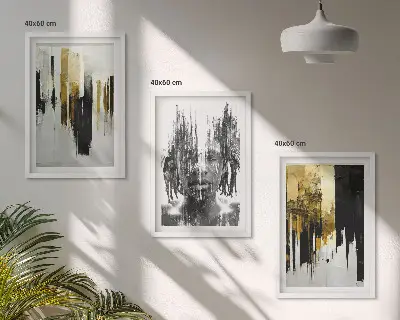 3er-Set abstrakte Porträts mit Rahmen kontrastreiche Kunstdrucke