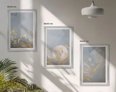 3er-Set Bilder mit Rahmen Vögel am Himmel dreiteiliges Wandbild-Set mit Rahmen