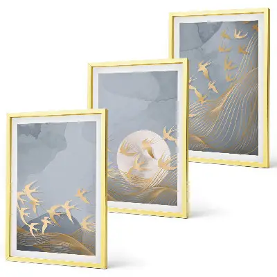 3er-Set Bilder mit Rahmen Vögel am Himmel dreiteiliges Wandbild-Set mit Rahmen