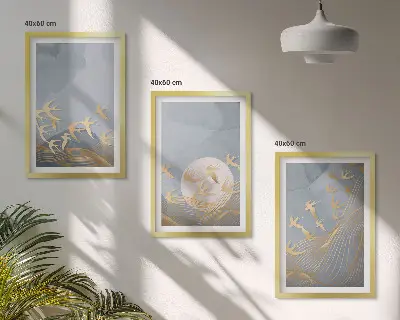 3er-Set Bilder mit Rahmen Vögel am Himmel dreiteiliges Wandbild-Set mit Rahmen