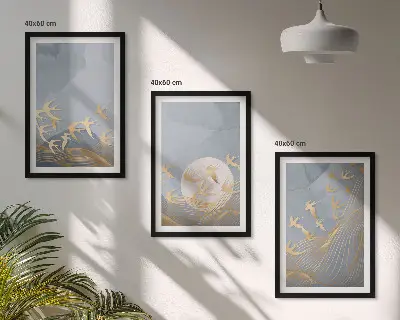 3er-Set Bilder mit Rahmen Vögel am Himmel dreiteiliges Wandbild-Set mit Rahmen