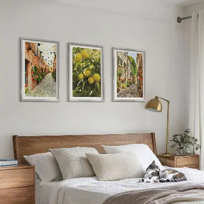 Gerahmtes Bilderset Straßen mit Zitronenblüten als Motiv