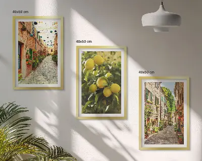 Gerahmtes Bilderset Straßen mit Zitronenblüten als Motiv