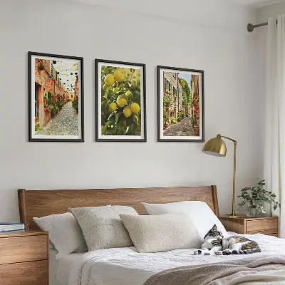 Gerahmtes Bilderset Straßen mit Zitronenblüten als Motiv