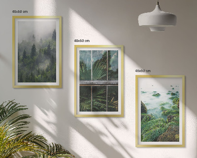 Bilder-3er-set mit rahmen Waldnebel, Flussufer, Gewächshaus