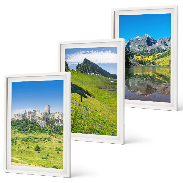Bilder-3er-set mit rahmen Grüne Hügel mit einer Burg