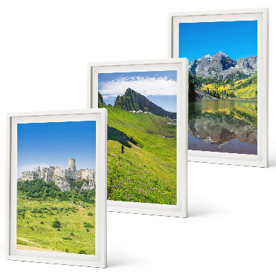 Bilder-3er-set mit rahmen Grüne Hügel mit einer Burg