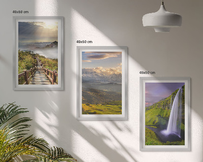 Gerahmtes bilderset Berglandschaften Wasserfall