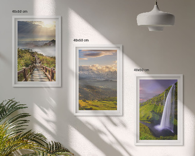 Gerahmtes bilderset Berglandschaften Wasserfall