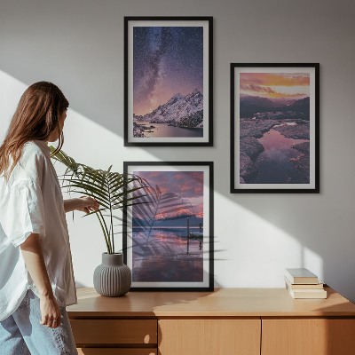 Bilder-3er-set mit rahmen Berge, Wasser, wunderschöne Landschaften