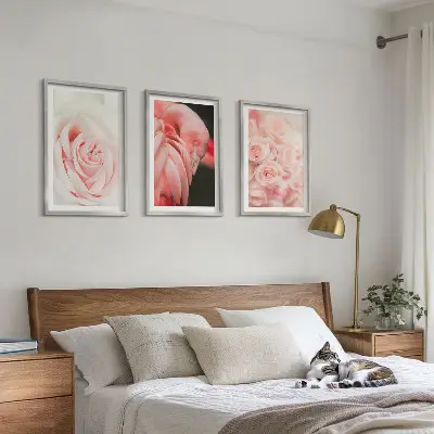Gerahmtes Bilderset mit Zartrosa Flamingos