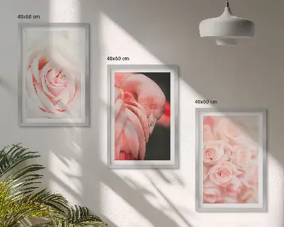 Gerahmtes Bilderset mit Zartrosa Flamingos