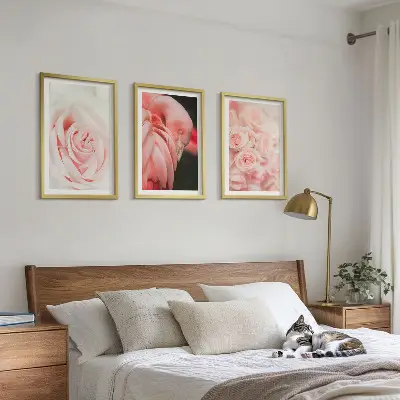 Gerahmtes Bilderset mit Zartrosa Flamingos