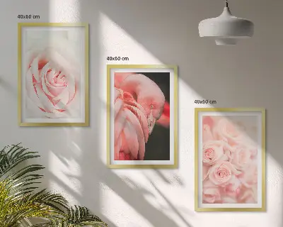 Gerahmtes Bilderset mit Zartrosa Flamingos