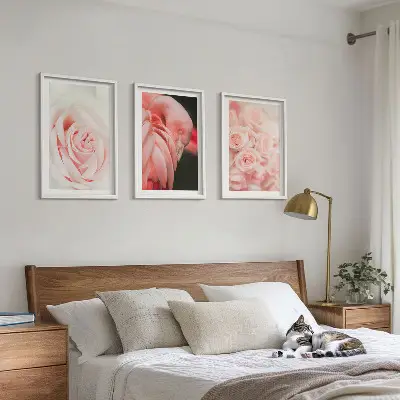Gerahmtes Bilderset mit Zartrosa Flamingos