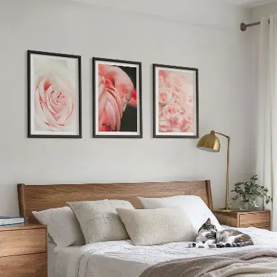 Gerahmtes Bilderset mit Zartrosa Flamingos